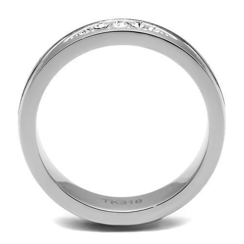 Two-Tone IP Black (Ion Plating) Stainless Steel Ring with Top Grade Crystal  in Clear