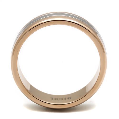 Two-Tone IP Rose Gold Stainless Steel Ring with No Stone