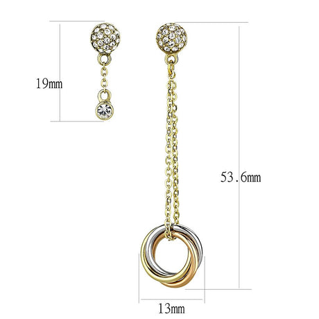 IP Gold & IP Rose Gold (Ion Plating) Stainless Steel Earrings with Top Grade Crystal  in Clear