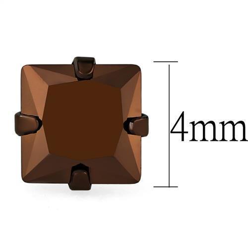 Two Tone IP Light Brown (IP Light coffee) Stainless Steel Earrings with AAA Grade CZ  in Light Coffee