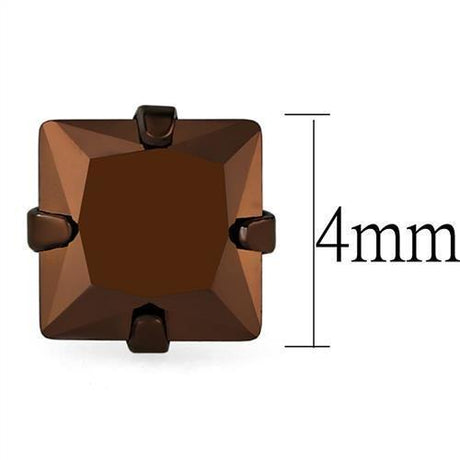 Two Tone IP Light Brown (IP Light coffee) Stainless Steel Earrings with AAA Grade CZ  in Light Coffee