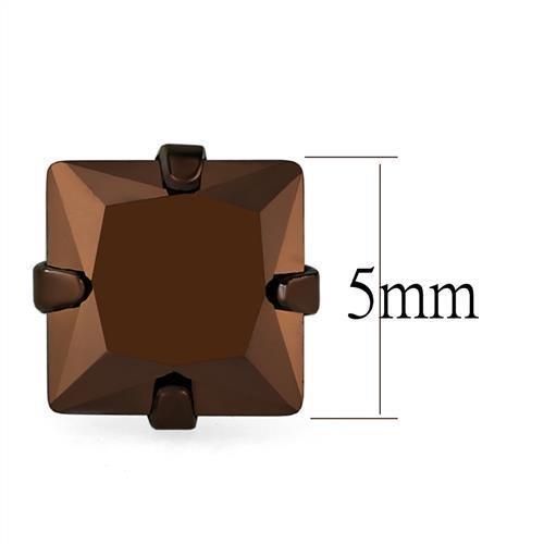 Two Tone IP Light Brown (IP Light coffee) Stainless Steel Earrings with AAA Grade CZ  in Light Coffee