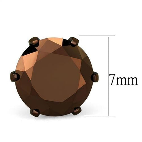 Two Tone IP Light Brown (IP Light coffee) Stainless Steel Earrings with AAA Grade CZ  in Light Coffee