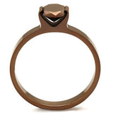 IP Coffee light Stainless Steel Ring with AAA Grade CZ  in Light Coffee