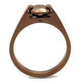 IP Coffee light Stainless Steel Ring with AAA Grade CZ  in Light Coffee