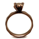 IP Coffee light Stainless Steel Ring with AAA Grade CZ  in Light Coffee