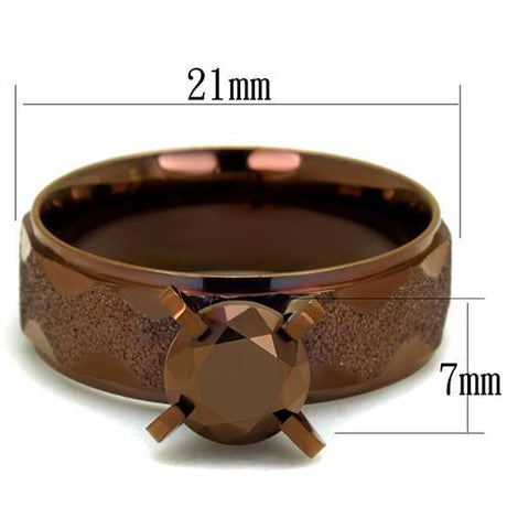 IP Coffee light Stainless Steel Ring with AAA Grade CZ  in Light Coffee