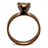 IP Coffee light Stainless Steel Ring with AAA Grade CZ  in Light Coffee
