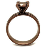IP Coffee light Stainless Steel Ring with AAA Grade CZ  in Light Coffee