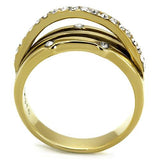 IP Gold(Ion Plating) Stainless Steel Ring with Top Grade Crystal  in Clear