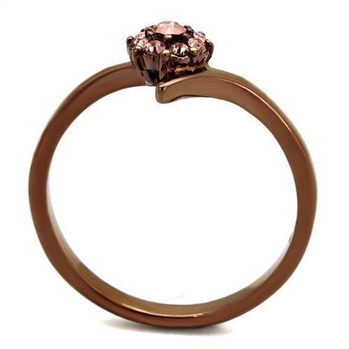 IP Coffee light Stainless Steel Ring with Top Grade Crystal  in Light Peach