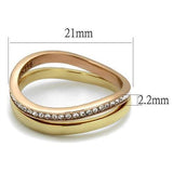 IP Gold & IP Rose Gold (Ion Plating) Stainless Steel Ring with Top Grade Crystal  in Clear