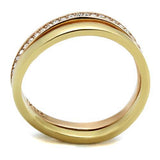IP Gold & IP Rose Gold (Ion Plating) Stainless Steel Ring with Top Grade Crystal  in Clear