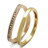 IP Gold & IP Rose Gold (Ion Plating) Stainless Steel Ring with Top Grade Crystal  in Clear