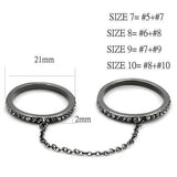 IP Light Black  (IP Gun) Stainless Steel Ring with Top Grade Crystal  in Jet