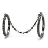 IP Light Black  (IP Gun) Stainless Steel Ring with Top Grade Crystal  in Jet