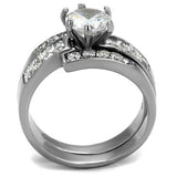 No Plating Stainless Steel Ring with AAA Grade CZ  in Clear