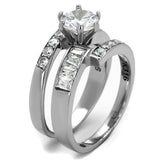 No Plating Stainless Steel Ring with AAA Grade CZ  in Clear