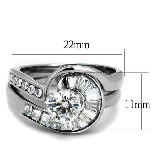 No Plating Stainless Steel Ring with AAA Grade CZ  in Clear