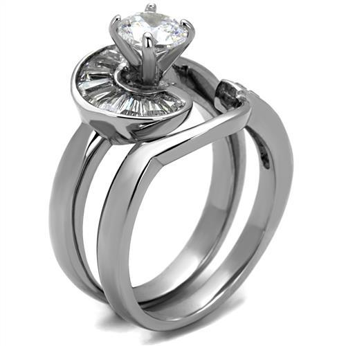 No Plating Stainless Steel Ring with AAA Grade CZ  in Clear