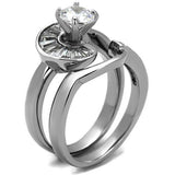 No Plating Stainless Steel Ring with AAA Grade CZ  in Clear
