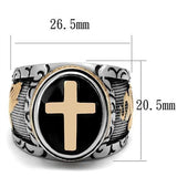 Two-Tone IP Rose Gold Stainless Steel Ring with Epoxy  in Jet