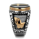 Two-Tone IP Rose Gold Stainless Steel Ring with Epoxy  in Jet