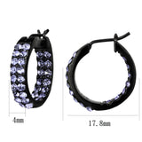 IP Black (Ion Plating) Stainless Steel Earrings with Top Grade Crystal  in Light Amethyst