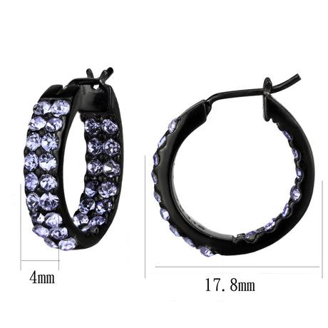 IP Black (Ion Plating) Stainless Steel Earrings with Top Grade Crystal  in Light Amethyst