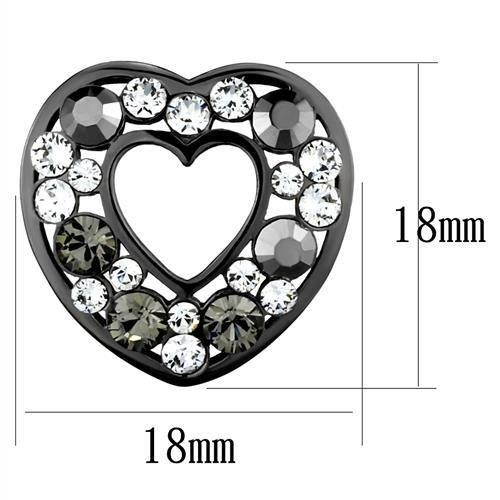 IP Light Black  (IP Gun) Stainless Steel Earrings with Top Grade Crystal  in Multi Color