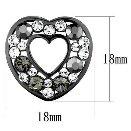 IP Light Black  (IP Gun) Stainless Steel Earrings with Top Grade Crystal  in Multi Color