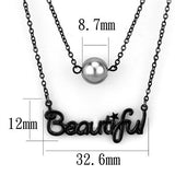 IP Black(Ion Plating) Stainless Steel Necklace with Synthetic Glass Bead in Gray