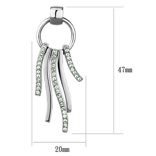 High polished (no plating) Stainless Steel Earrings with Top Grade Crystal  in Peridot