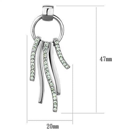 High polished (no plating) Stainless Steel Earrings with Top Grade Crystal  in Peridot