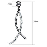 IP Light Black  (IP Gun) Stainless Steel Earrings with Top Grade Crystal  in Clear