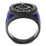 Two Tone IP Light Black (IP Gun) Stainless Steel Ring with Top Grade Crystal  in Black Diamond