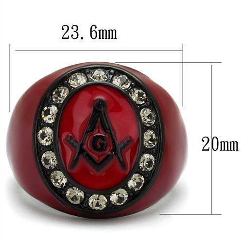 IP Black(Ion Plating) Stainless Steel Ring with Top Grade Crystal  in Black Diamond