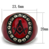 IP Black(Ion Plating) Stainless Steel Ring with Top Grade Crystal  in Black Diamond