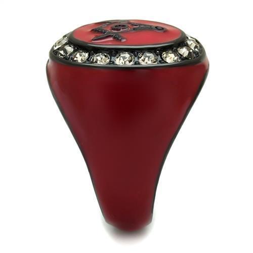IP Black(Ion Plating) Stainless Steel Ring with Top Grade Crystal  in Black Diamond