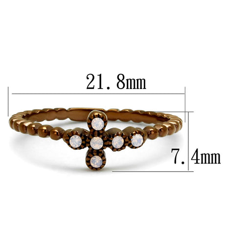 IP Coffee light Stainless Steel Ring with Top Grade Crystal  in Light Rose