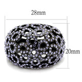 IP Light Black  (IP Gun) Stainless Steel Ring with Top Grade Crystal  in Tanzanite