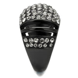 IP Black(Ion Plating) Stainless Steel Ring with Top Grade Crystal  in Hematite