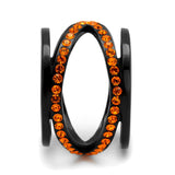 IP Black(Ion Plating) Stainless Steel Ring with Top Grade Crystal  in Orange