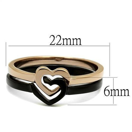 IP Rose Gold+ IP Black (Ion Plating) Stainless Steel Ring with No Stone