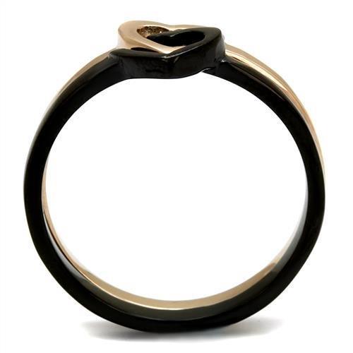 IP Rose Gold+ IP Black (Ion Plating) Stainless Steel Ring with No Stone