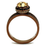 IP Coffee light Stainless Steel Ring with Top Grade Crystal  in Light Smoked
