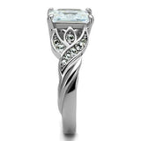 High polished (no plating) Stainless Steel Ring with AAA Grade CZ  in Clear