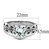 High polished (no plating) Stainless Steel Ring with AAA Grade CZ  in Clear