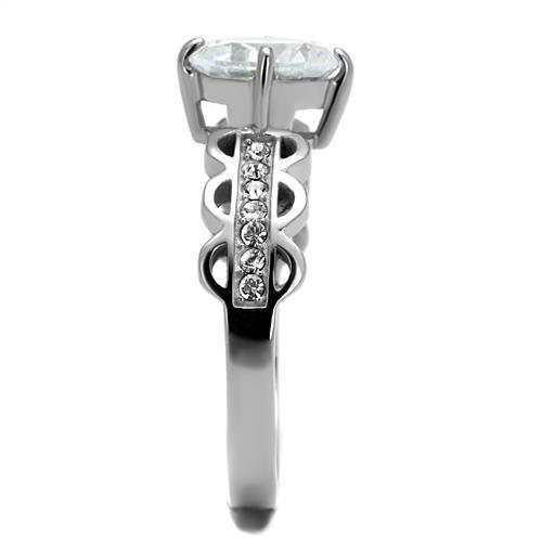 High polished (no plating) Stainless Steel Ring with AAA Grade CZ  in Clear