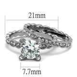 High polished (no plating) Stainless Steel Ring with AAA Grade CZ  in Clear